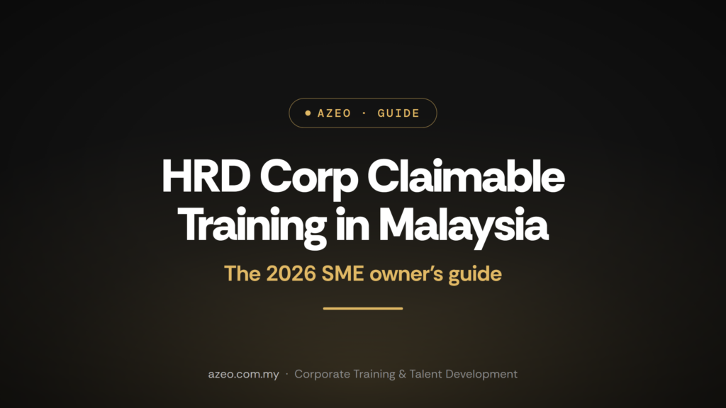 HRD Corp Claimable Training in Malaysia, the 2026 SME owner guide - AZEO guide cover